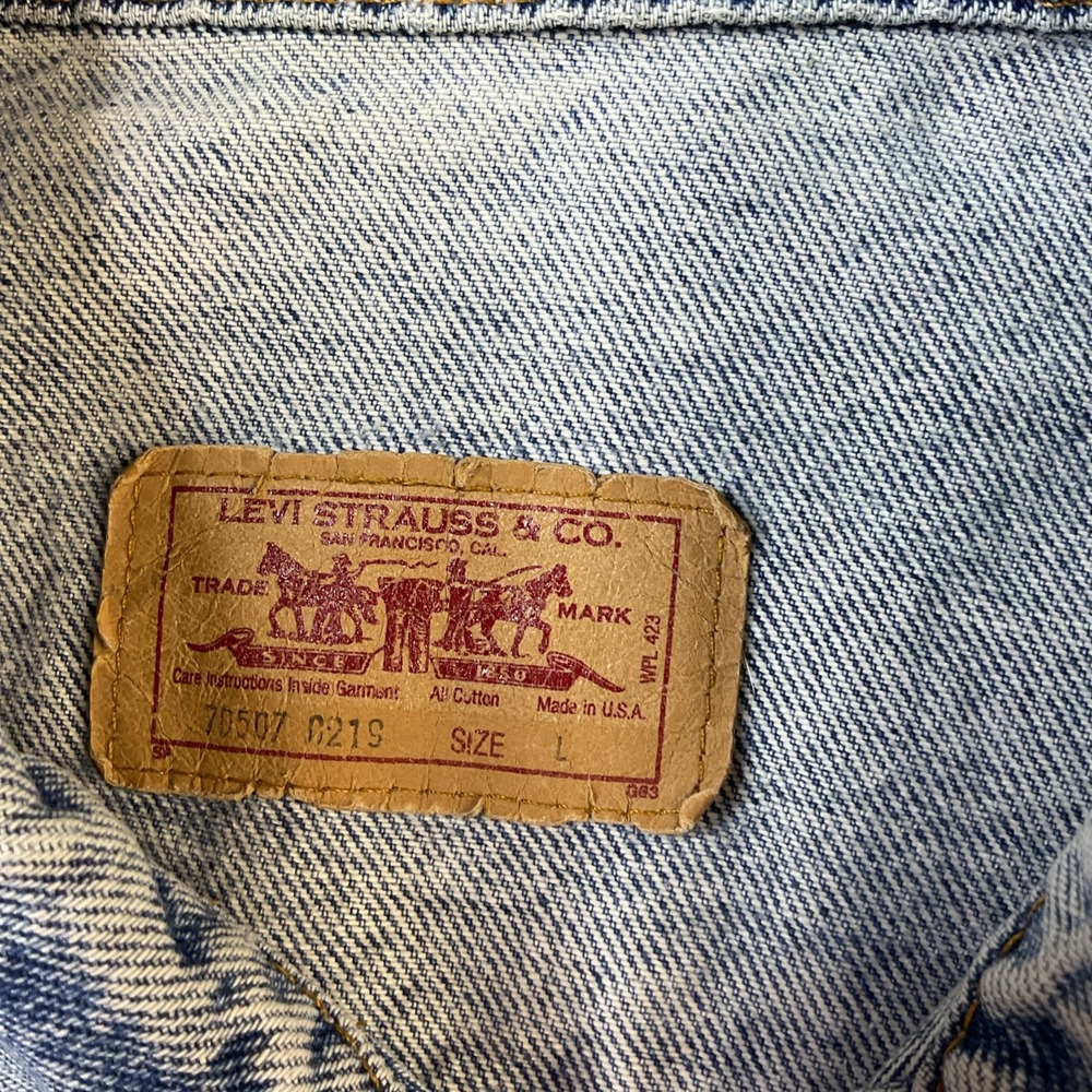 Vintage Levis Jean Jacket Denim Trucker Acid Wash Y2K 90s WPL423 Men Sz L USA - Picture 4 of 12